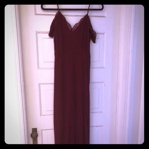 Forever 21 maroon off the shoulder lace trim